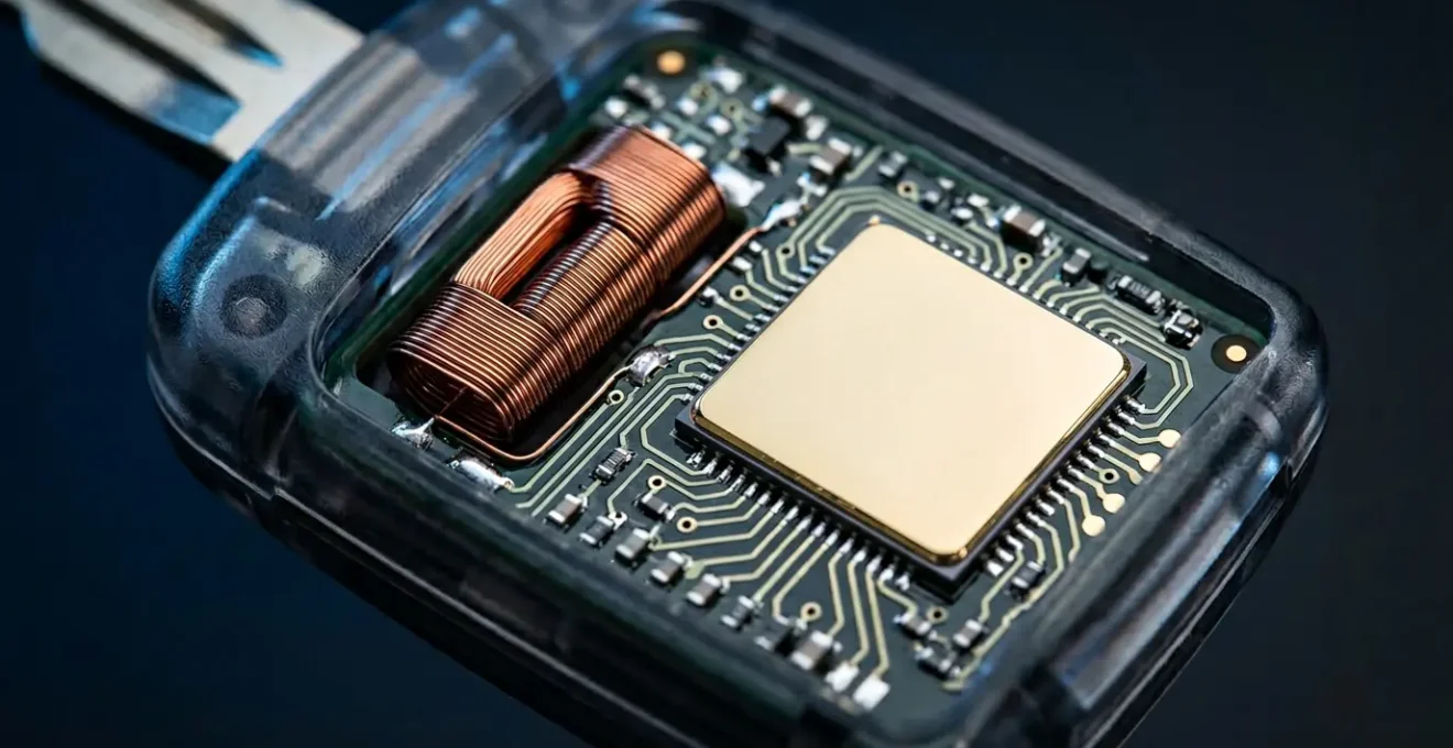 Technologie moderne de clés à transpondeur avec composants électroniques visibles