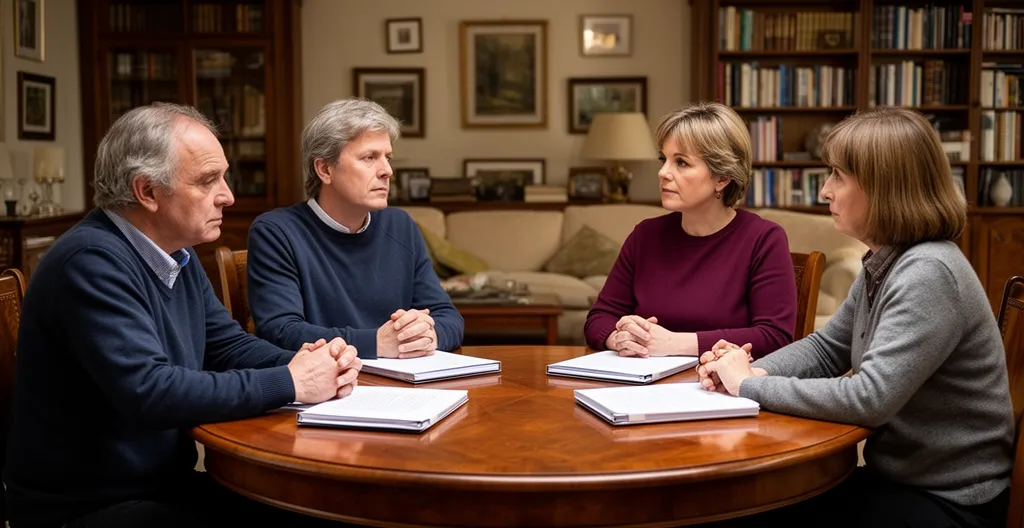 Réunion familiale tendue autour des décisions de gestion SCI