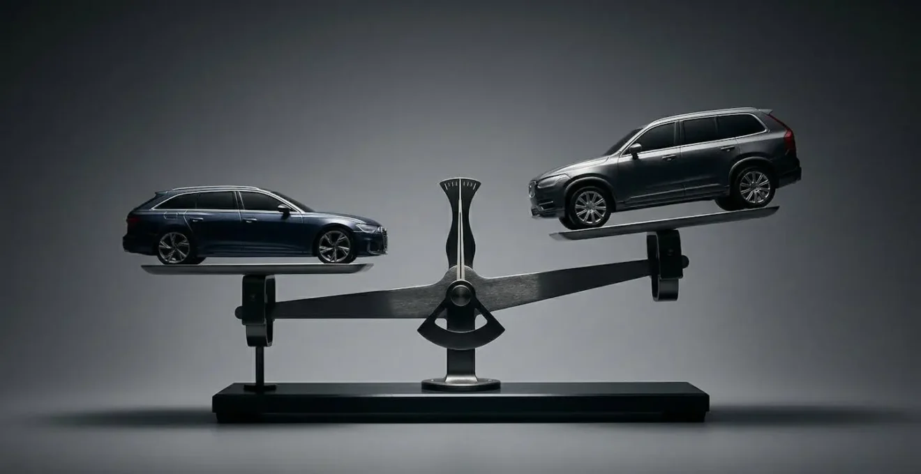 Comparaison visuelle du centre de gravité entre un break et un SUV lors d'une manœuvre d'évitement