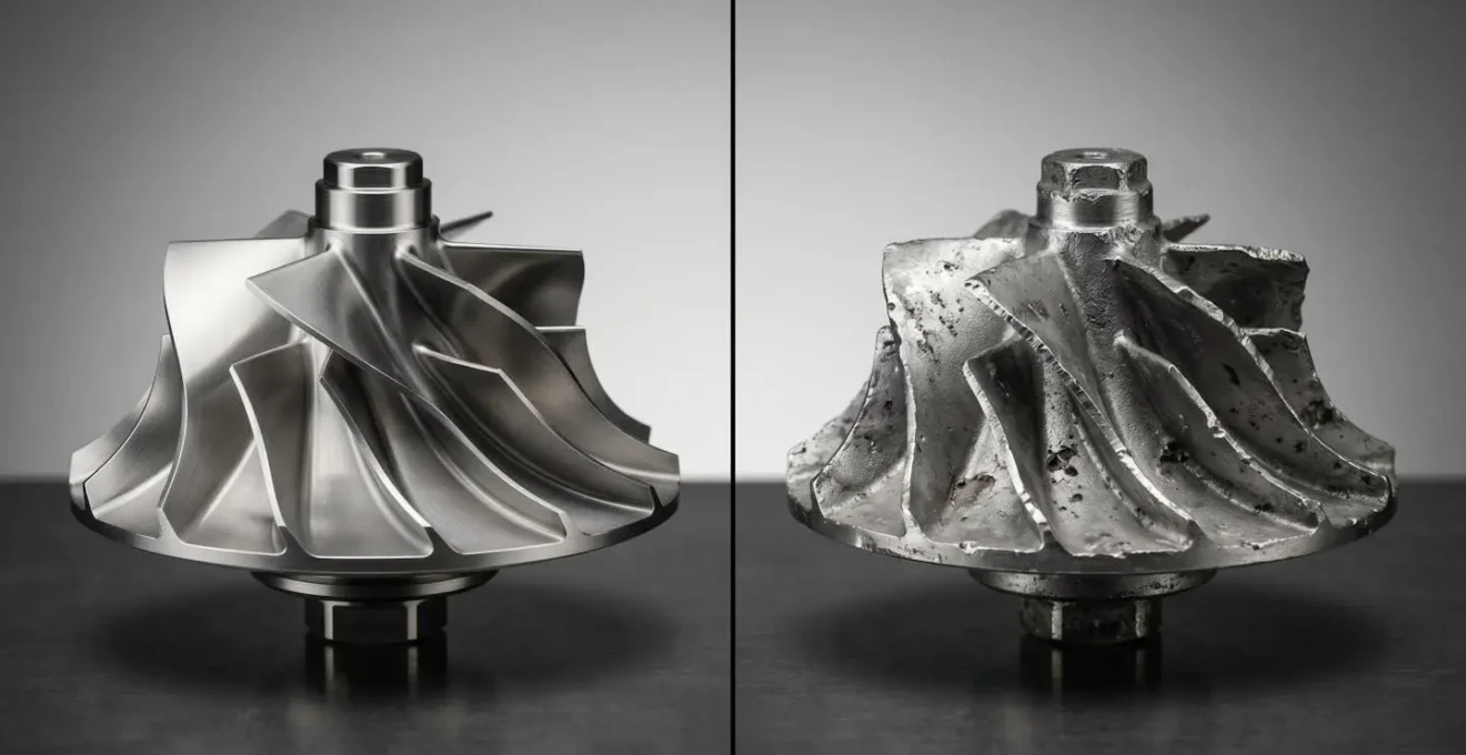 Comparaison visuelle entre vraie et fausse pièce automobile avec détails techniques