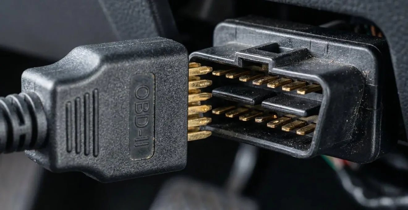 Outil de diagnostic connecté à la prise OBD d'un véhicule moderne
