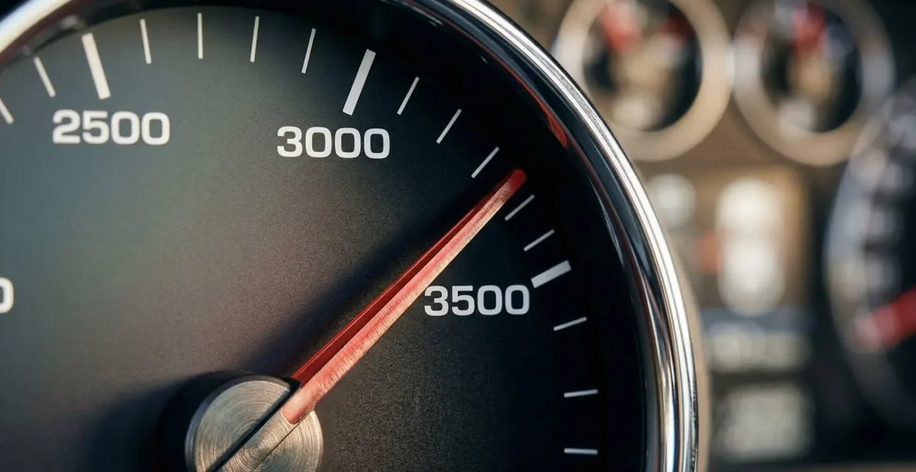 Tableau de bord automobile montrant le compte-tours à 3000 tr/min lors d'une régénération FAP